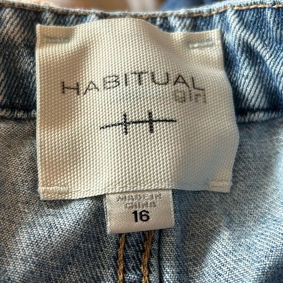 Habitual Girl High Rise Wide Leg Crop Distressed Denim Jeans Sz 16 - Picture 10 of 11